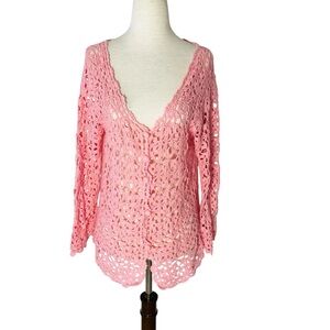 VINTAGE 90s CHADWICKS Crochet Cardigan